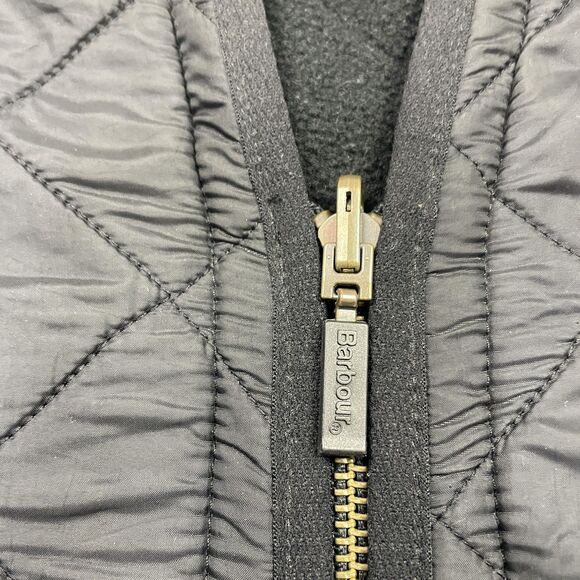 Barbour Vest Mens XL Black Polarquilt Waistcoat Zip In Liner Quilted Fleece D232 - Picture 4 of 14